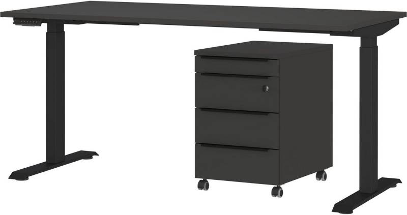 GERMANIA Büromöbel-Set Mailand, inkl. Schreibtisch (elektr. höhenverstellbar) & Rollcontainer, (2-tlg), Breitenvariante wählbar (140-180 cm), Made in Germany von GERMANIA