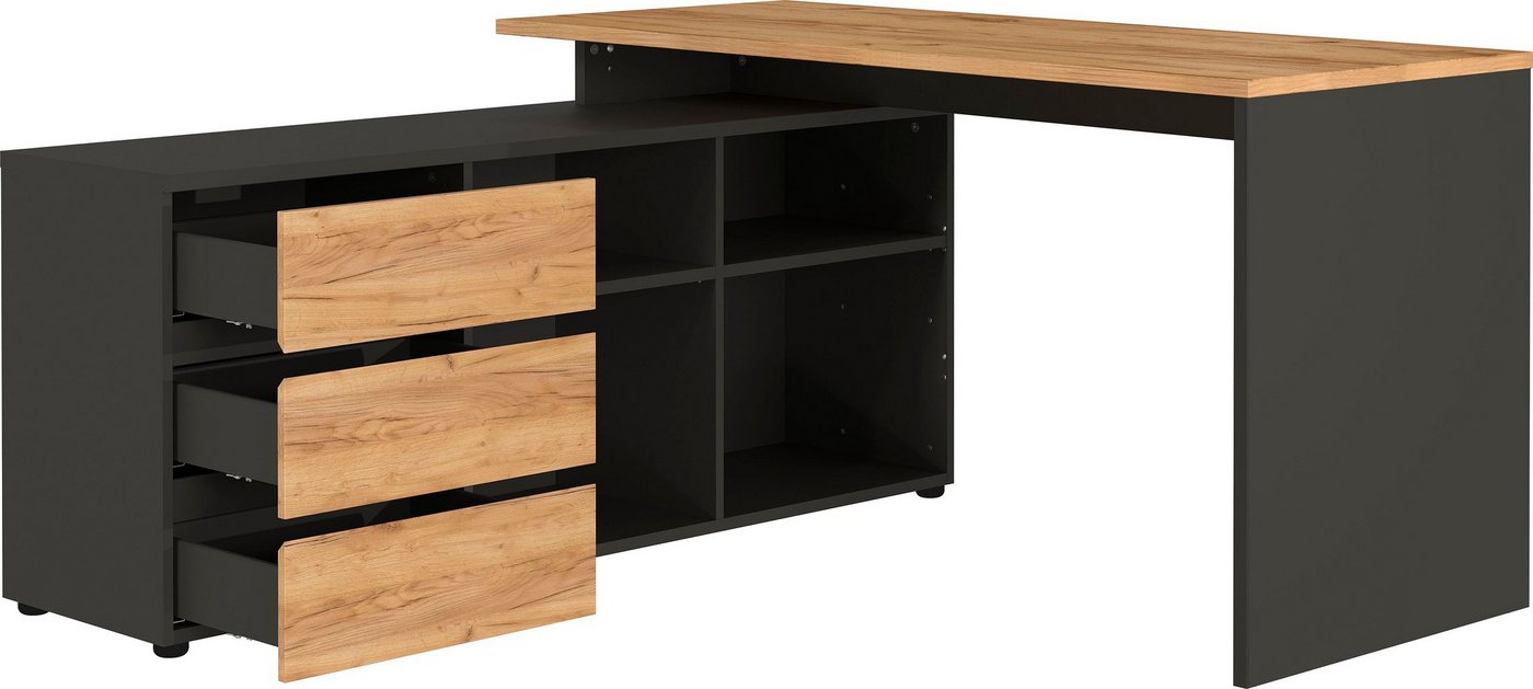 GERMANIA Eckschreibtisch GW-Lissabon Winkelschreibtisch, mit integriertem Sideboard, rechts oder links montierbar GERMANIA Eckschreibtisch GW-Lissabon Winkelschreibtisch, mit integriertem Sideboard, rechts oder links montierbar von GERMANIA