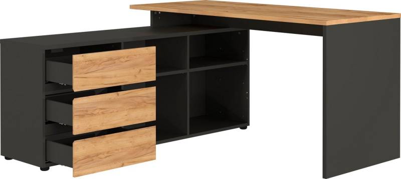 GERMANIA Eckschreibtisch GW-Lissabon Winkelschreibtisch, mit integriertem Sideboard, rechts oder links montierbar von GERMANIA