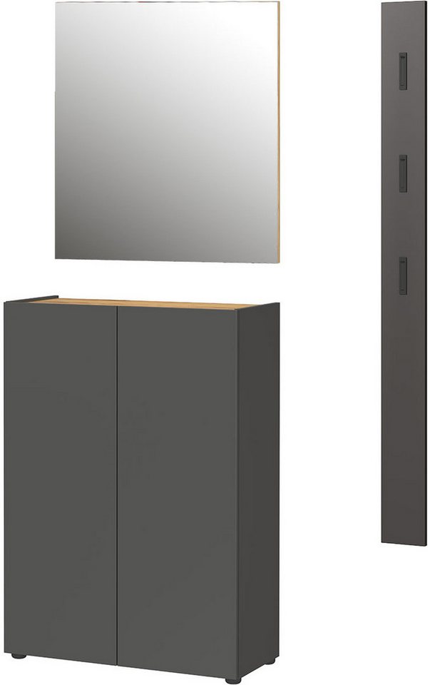 GERMANIA Garderoben-Set Alviano, (3-St), mit eckigem Spiegel, optional mit Hakenpaneel, Made in Germany von GERMANIA