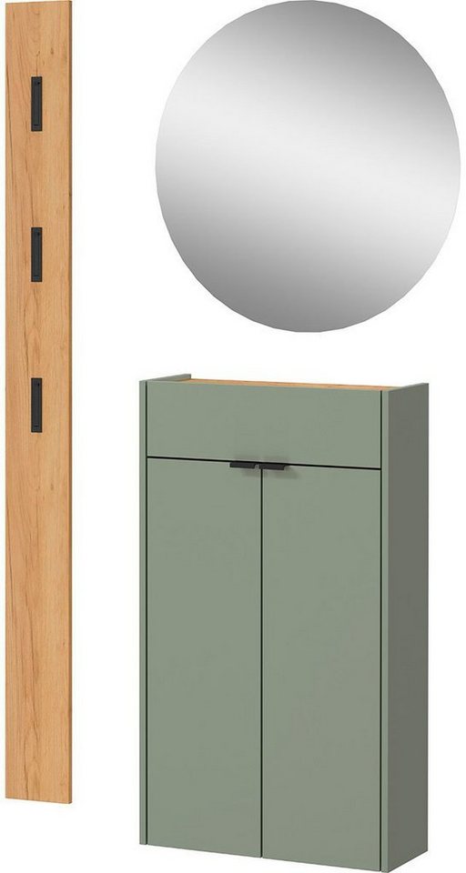 GERMANIA Garderoben-Set Ameca, (Set, 3-St), mit Mehrzweckschrank, Spiegel und Garderobenpaneel, geringe Tiefe von GERMANIA