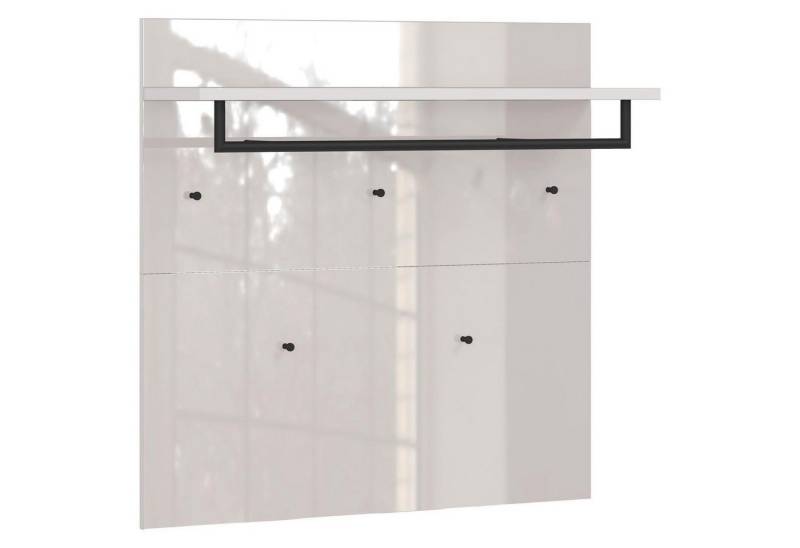 GERMANIA Garderobenpaneel GENOVA, 5 Haken, Kleiderstange, Hutablage, Creme, Holzwerkstoff, Glasfront, B 97 x H 96 x T 30 cm von GERMANIA