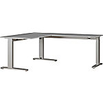 GERMANIA Sitz-Stehschreibtisch 8513-583AUFB Hellgrau, Silber 1.600 x 1.930 x 670 - 870 mm von GERMANIA