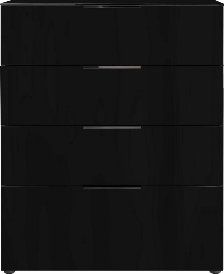 GERMANIA Schubkastenkommode Oakland, mit 4 Schubkästen. Fronten und Obeboden mit Glasauflage. von GERMANIA