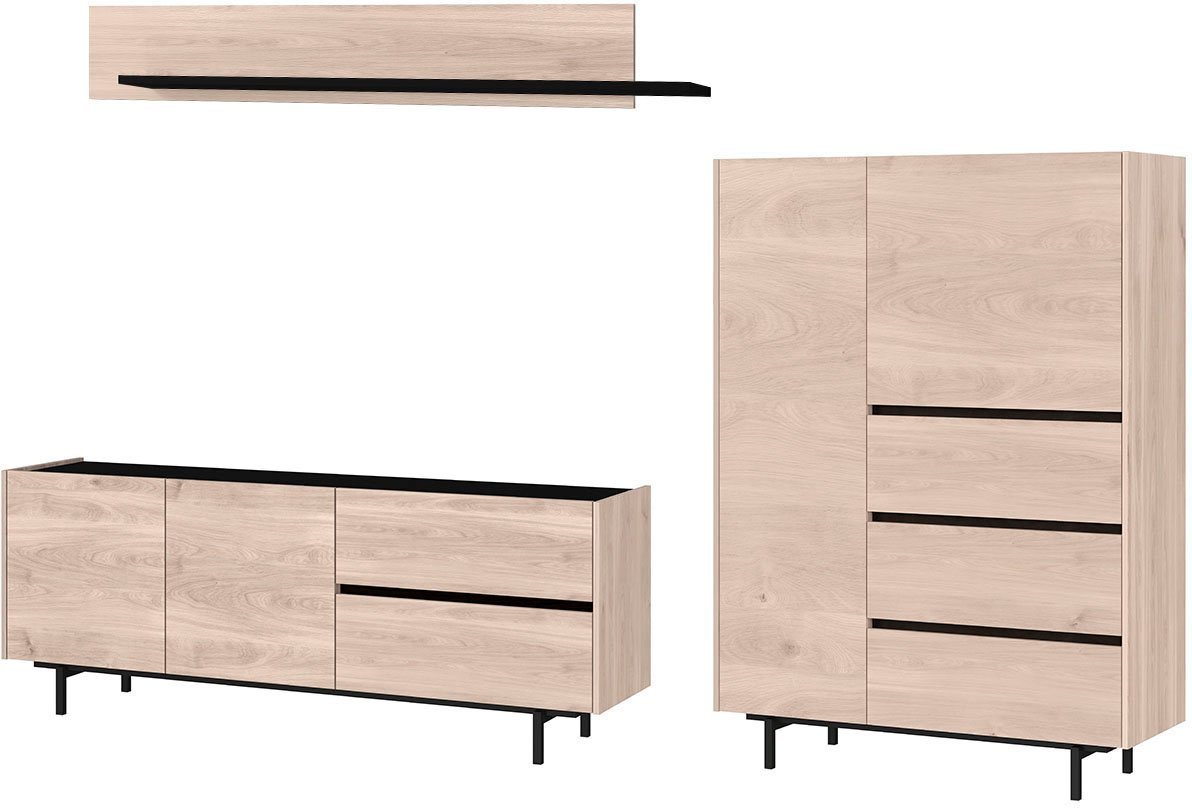 GERMANIA Wohnzimmer-Set Cantoria, (Set, 3-St), mit Highboard, Wandboard, Lowboard, griffloses Design von GERMANIA