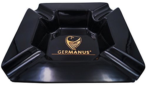 GERMANUS Großer Zigarrenascher Monument I Schwarz Gold, 22 x 22 x 5 cm von GERMANUS
