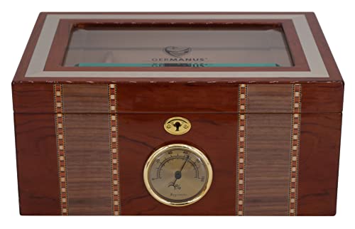 GERMANUS Humidor Truhe mit Sichtfenster Braun MVI von GERMANUS