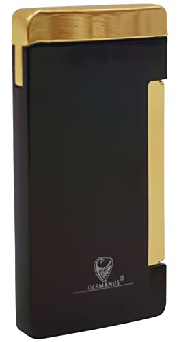 GERMANUS Jetflame Feuerzeug Flat mit Flacher Flamme, schwarz Gold von GERMANUS