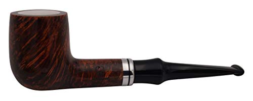 GERMANUS Tabakpfeife - Made in Italy - Pfeife Billiard mit Meerschaum Einsatz und Pfeifenbeutel, 9mm Filter, Nr. 12 von GERMANUS