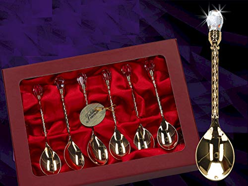 GERMANY CRYSTAL TEMPTATIONS - Set von 6 Tee oder Kaffee Löffel mit weißen Swarovski-Kristallen GERMANY CRYSTAL TEMPTATIONS - Set von 6 Tee oder Kaffee Löffel mit weißen Swarovski-Kristallen von Crystal Temptations
