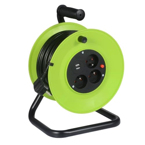 GERMINA DER ELECTRIKER Enrollador de Jardín Enrollador Reel IP20 Cable de 20 metros de grosor manivela de bobinado + 3 enchufes + … von GERMINA DER ELECTRIKER