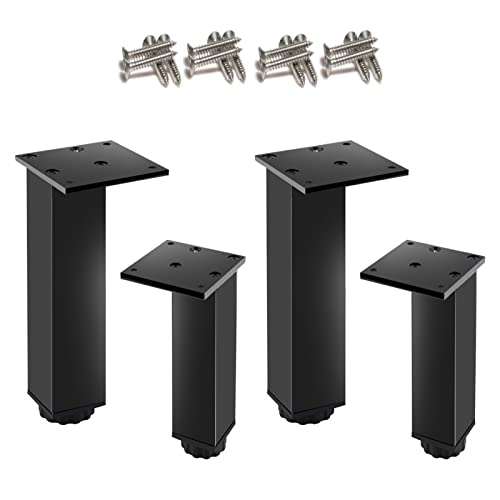 4 Stück Möbelbeine aus Metall, höhenverstellbare Tischbeine, robuste Stützfüße, Möbelbeine aus Aluminiumlegierung, DIY-Möbeltisch und Stühle, mit Schrauben,Black-25cm(9.8in) ( Color : Black , Size : 4 von GERRIT