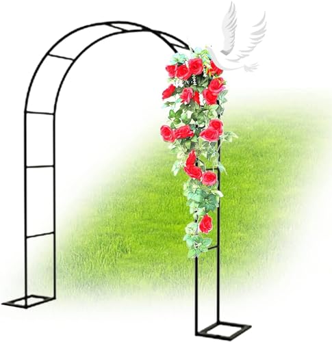 GERRIT Bogen Aus Metall Gartenbogen Freistehend Rosenbogen Als Rankhilfe Rankgitter Mit Sockel Torbogen Für Kletterpflanzen 220cm Hoch, 120cm 180cm 240cm 300cm 350cm Breit,Schwarz,120x220x40CM von GERRIT