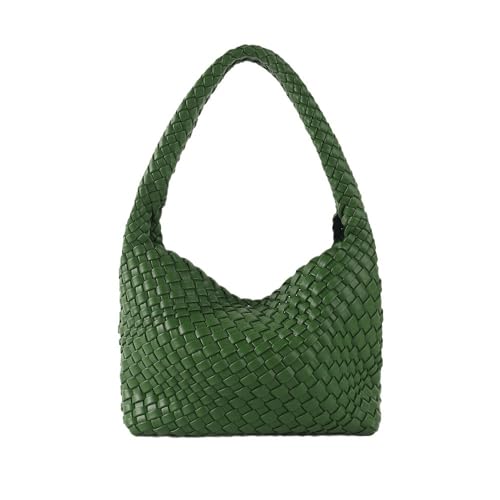 Handgefertigte gewebte Tasche, Unterarmtasche, Damentasche, Handtasche, Schultertasche, einfarbig, lässig, niedlich/217 (Color : Dark Green) von GERRIT