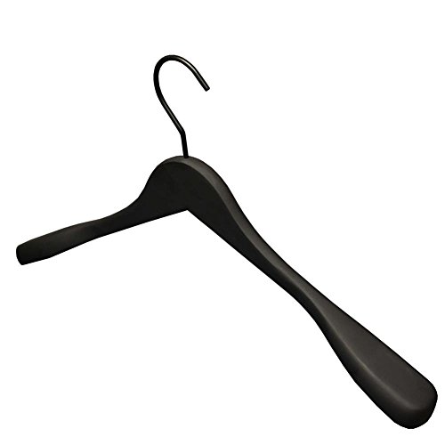 GERSO Kleiderbügel Premium 45 cm – 10er Pack – Massivholz schwarz gummiert – Formbügel mit drehbarem Haken für Mäntel & Jacken von GERSO
