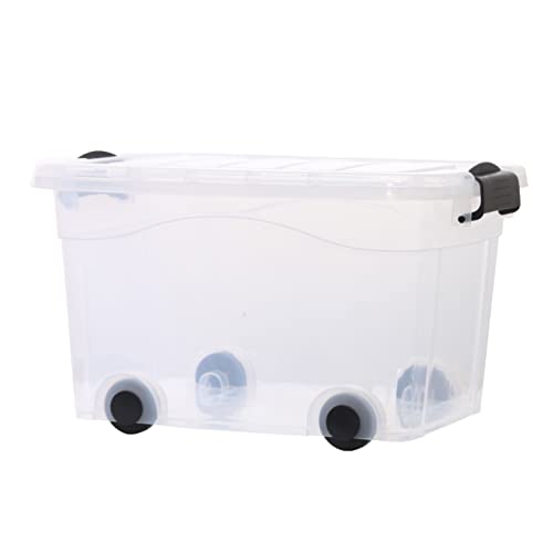 GERSO Aufbewahrungsbox transparent mit Deckel auf Rollen stapelbar stabil rollbar (20 Liter) von GERSO