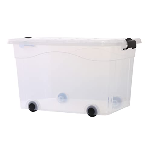 GERSO Aufbewahrungsbox transparent mit Deckel auf Rollen stapelbar stabil rollbar (60 Liter) von GERSO
