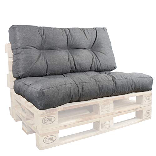 Palettenkissen 120 x 80 Sitzkissen und Rückenlehne 50cm Palettensofa Polster Set GRAU von GERSO