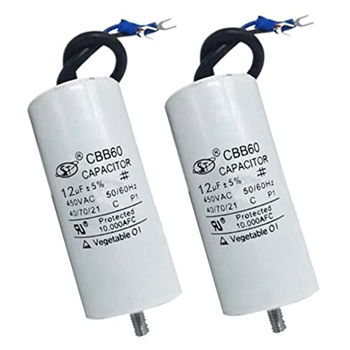 10 uF 450 V Motorkondensator 35x65mm Anlaufkondensator Kabel M8 mit Mutter, Luftkompressor Reinigungsmaschine Kondensatoren (10uf) von GERUI