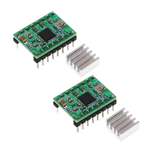 2 Pcs A4988 Schrittmotor-Treiber-Modul, Schrittmotortreiber A4988 16, SMT Maschinenherstellung, Einstellbare Spannung, mit Kühlkörper, mitArduino Raspberry Pifür inklusive(grün) von GERUI