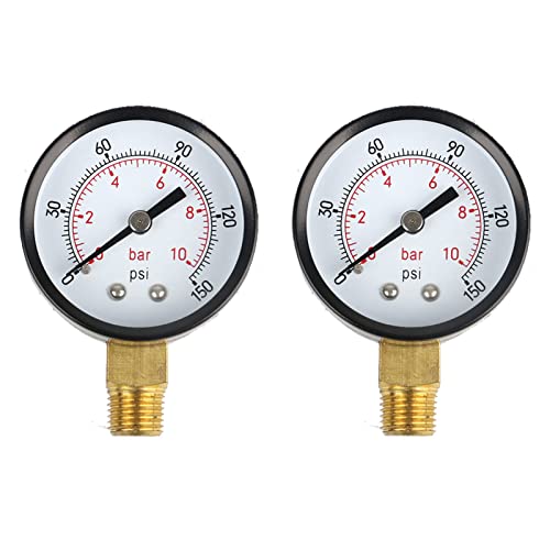 2-Sätze Y50 0-10 Bar oder 0 bis 150 psi Manometer Seitenanschluss Gewinde 1/4" Durchmesser 40mm Druckmessgerät Druckmesser Flüssigkeits- und Gasdruckmesser von GERUI