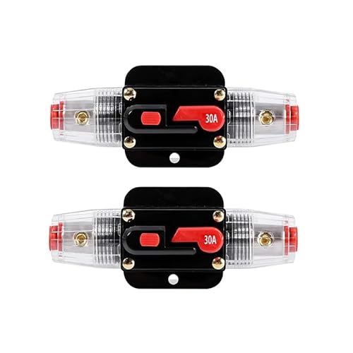 2 Stück KFZ Sicherungshalter Automatiksicherungshalter 12V-24V DC Inline Auto Leistungsschalter Sicherung KFZ Manuellen Reset Schalter Auto Schutzschalter (30A) von GERUI