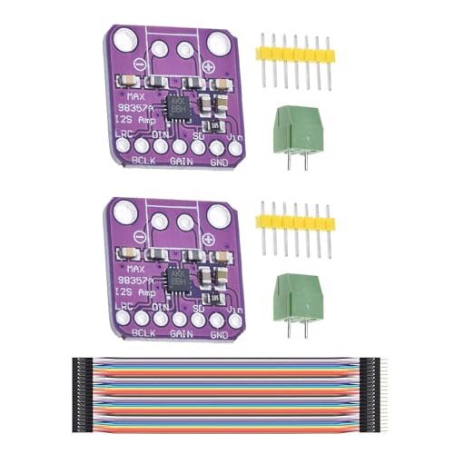 2 Stück MAX98357A I2S 3W Mono Verstärker der Klasse D filterloses Amplifier Breakout-Modul DAC Decoder-Modul Audio Board mit breitem Anwendungsbereich, mit 20Pcs 20cm Dupont Kabel von GERUI