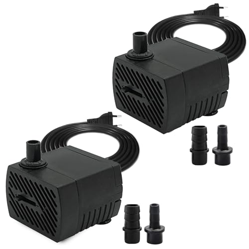 2 stück Mini Wasserpumpe,280 L/h 4W 220V-240V 50/60hz Einstellbare Wassermenge 8/13mm,Saugnäpfen Springbrunnen pumpe Geeignet für kleine Aquarien, Aquarienpumpen, Gärten von GERUI