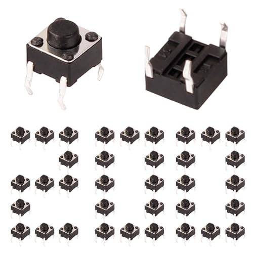 200pcs Tact Button Schalter 6x6x5mm PCB Momentary Tactile Tact Push Button Switch SPST Miniature/Mini/Micro/Small PCB (4 pin) von GERUI