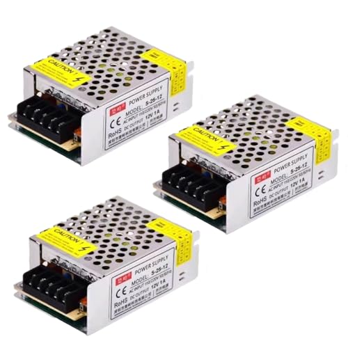 3 Stück Überlastschutz-Konverter-Transformator, AC 100V/220V auf DC-12V Netzteil,Transformator mit konstanter Spannung, für industrielle Automatisierung LED-Überwachung CCTV-Drucker von GERUI