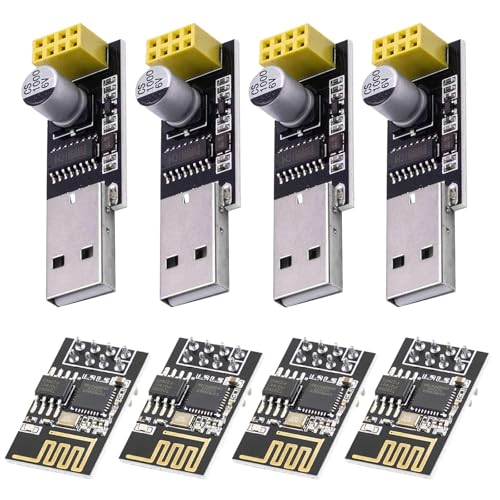 4PCS ESP8266 ESP-01 Serielles WLAN-Transceiver-Modul mit USB-zu-ESP8266-Adapter fürArduino Himbeer-Pi von GERUI