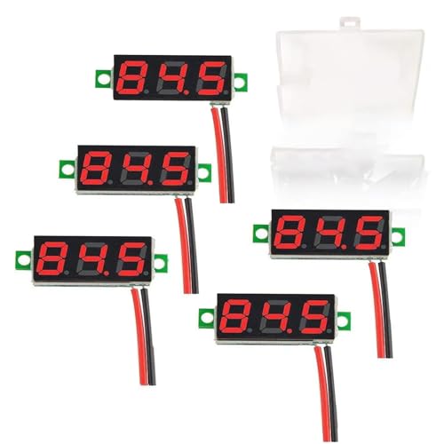 5 Stück 0,28 Zoll Mini Digital Voltmeter, LED-Anzeige Voltmeter, Messbereich DC 5-30V, Zwei Drähte Spannungsprüfer,Verpolungsschutz und Genaue Druckmessung (Rot） von GERUI