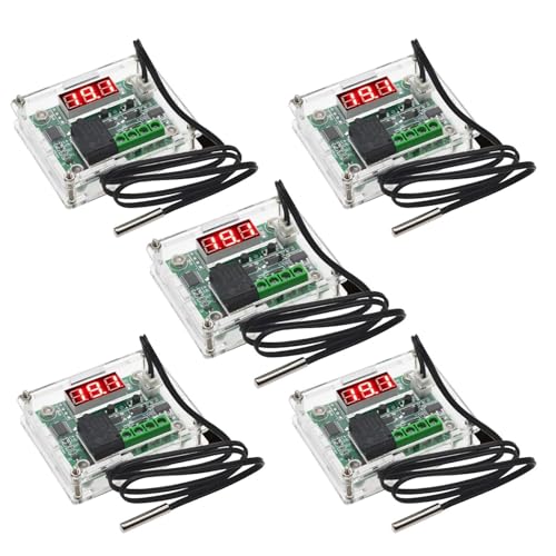 5 Stück LED Digital Thermostat, 12V W1209,Temperaturregler Modul mit Gehäuse,digitales Thermostatmodul mit wasserdichter Sensor Sonde Heizen/Kühlen von GERUI