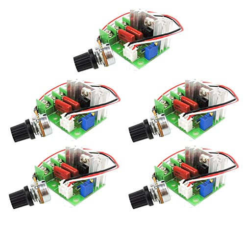 5 Stück Motordrehzahlregler,Drehzahlregler,AC 50-220V 2000W SCR Elektrischer Spannungsregler Temperatur/Motor Drehzahlregler Licht Dimmer mit hoher Zuverlässigkeit Version von GERUI