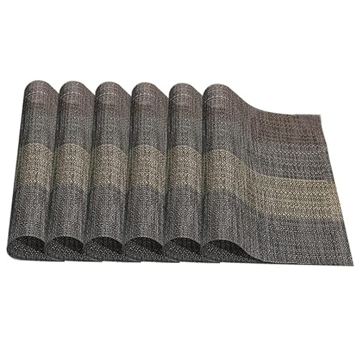 6er Set Abwaschbar Platzset Anti-Rutsch PVC umweltfreundliche doppelseitige Tischdecke PVC Hitzebeständig Platzdeckchen Schmutzabweisend Platzmatten für Zuhause Restaurant Küche (Schwarz) von GERUI