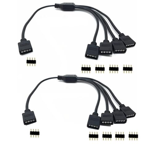 ARGB Splitterkabel,12V 4PIN Adressierbare RGB-Lüfter-Hub/Splitter, 1-zu-4, für Gehäuselüfter Splitterkabel Verlngerung und CPU-Kühler （schwarz） von GERUI