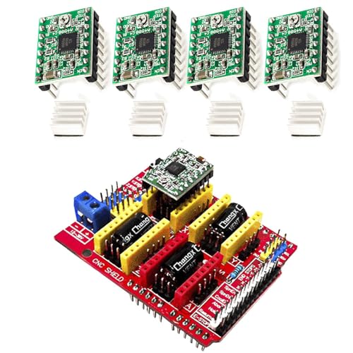 CNC Schild v3 Graviermaschine Expansion Board mit 4 Stück A4988Treiber mit Kühlkörper 3D Drucker kompatibel von GERUI