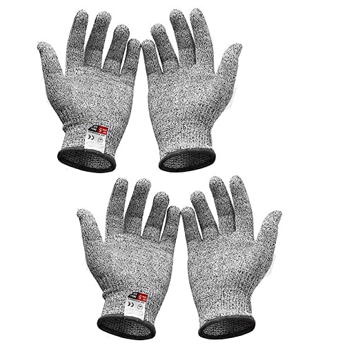 GERUI 2 Paar Schnittsichere Handschuhe Metzger Handschuhe Schnitzhandschuhe – Leistungsfähiger Level 5 Schutz, lebensmittelecht (M) von GERUI
