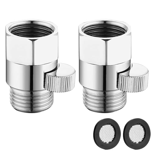 GERUI 2 Stück Duschkopf Absperrventil 1/2 Zoll Wasserstopper Dusche Ventil Duschstopp Wasserverteiler Brause Ventil mit Griff für Dusche Head Handbrause Universal Ersatzteil poliert chrom （Mit Dichtun von GERUI