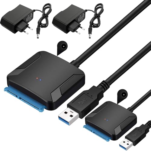 GERUI 2 pcs USB 3.0 zu SATA-Adapter, Ultra High Speed 2,5 "/3,5" HDD/SSD Festplatte Konverter/Adapter Kabel mit 12V/2A Netzadapter SATA optisches Laufwerk GERUI 2 pcs USB 3.0 zu SATA-Adapter, Ultra High Speed 2,5 "/3,5" HDD/SSD Festplatte Konverter/Adapter Kabel mit 12V/2A Netzadapter SATA optisches Laufwerk von GERUI
