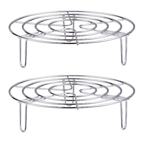 GERUI 2pcs Edelstahl Einlegerost Kochständer Dampfgarer Einsatz Kuchenrost Rund Dämpfen Rack, Dämpfeinsatz für Kochtöpfe Töpfe Abkühlgitter Kuchengitter (19.5cm*5.5cm) von GERUI