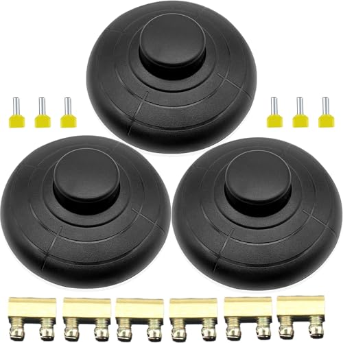 GERUI 3 PCS Fußschalter Lampe Schnurzwischenschalter, Rundfußschalter kann an 2-oder 3-adriges Kabel angeschlossen werden，für Kindertischlampen Stehlampen Küchenschranklampen von GERUI