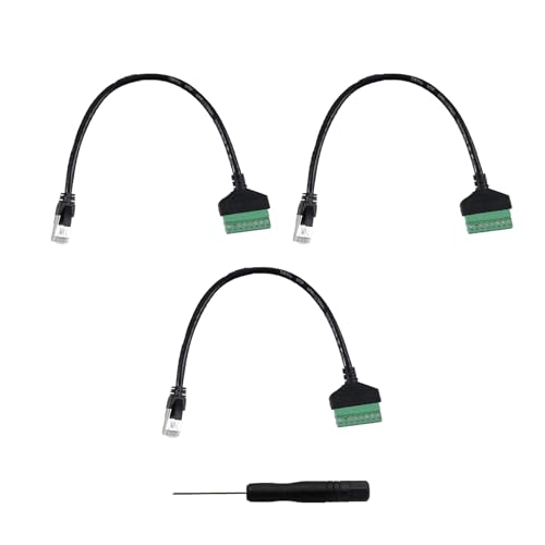 GERUI 3 Stück RJ45 Stecker auf 8 Pins Schraubklemmenblock Adapter, RJ45-Kristallstecker Kabel auf 8 Pins,für Cat7 Cat6 Cat5 Ethernet Extender CCTV Digital Internet (30cm) von GERUI