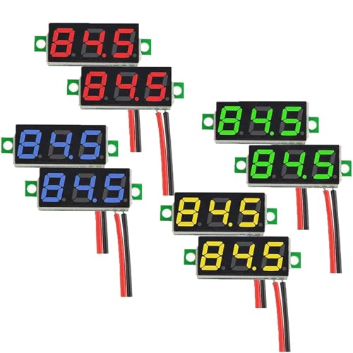 GERUI 4 Stück 0,28 Zoll Mini Digital Voltmeter mit 7-Segment LED-Anzeige DC2.5-40V, Zwei Drähte Spannungsprüfer,Spannungsmess-Modul Verpolungsschutz und Genaue Druckmessung(Rot, Gelb, Grün, Blau) (2) von GERUI