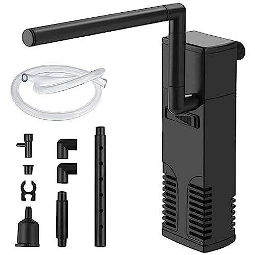 GERUI 4W Aquarium Pumpe,Aquarium Filter, Zirkulierender für gereinigtes Wasser, Einstellbarer Aquarium innenfilter, 300L/H Wasserpumpe,Durchfluss Aquarienfilter mit Wasserpumpe für 60L Aquarium von GERUI