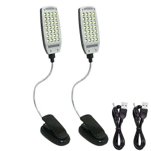 GERUI 5W Schreibtischlampe 28 LED Klemme Buchleuchte Leselampe Flexible Schwanenhals USB Wiederaufladbar/Akku Augenpflegelampe Nachttischlampe von GERUI
