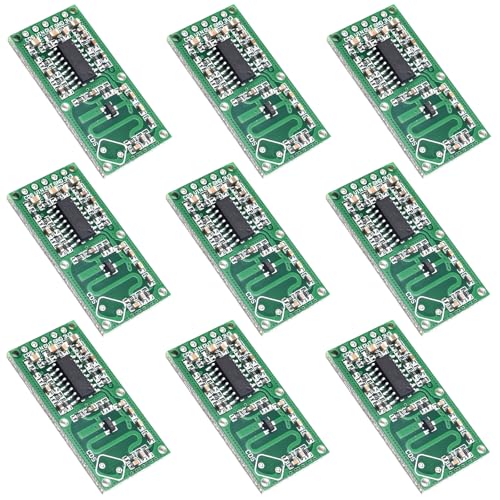 GERUI 9 Stück RCWL-0516 Mikrowellen-Sensor-Modul, Human Motion Detection Switch Module 5-8M Distance Electronic Components Output 3.3V,Induktionsschalter, intelligenter Sensor (9) von GERUI