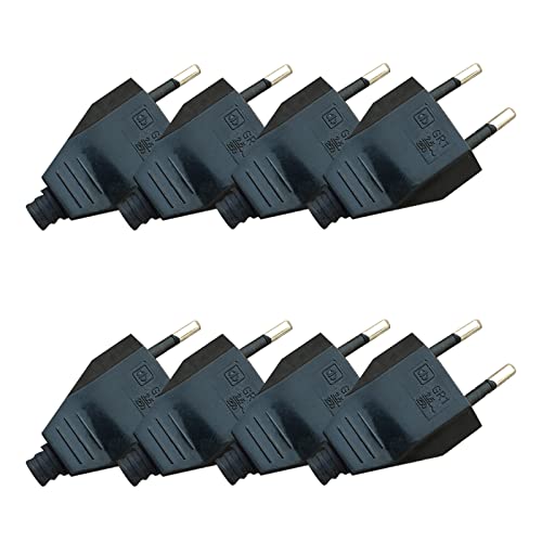 GERUI Eurostecker Flach, 8 Stücke Euro Flachstecker, Stromstecker Flach (220V, 2.5A), Euro Stecker Flach Schraubanschluss Lose - Schwarz von GERUI