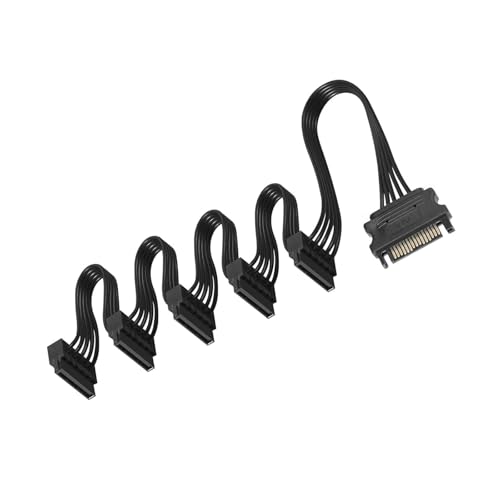 Festplatte 15PIN SATA Kabel, männlich 15 Pin SATA zu weiblich 5 SATA serielle Kabel Splitter Kabel gelten für HDD, SSD, optische Laufwerke Sata Kabel (1) von GERUI