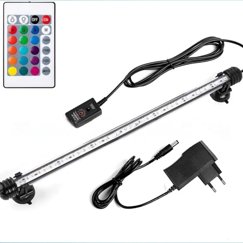 GERUI LED Timer Aquarium Beleuchtung Bunter Farbwechselstreifen mit Fernbedienung für einstellbare Helligkeit Unterwasser Beleuchtung für Aquarien IP67 Wasserdicht Light für Fisch Tank Pflanze (19cm) von GERUI